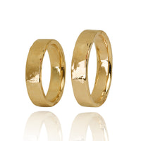 "DOMINO Big" 14K Yellow Gold Wedding Ring Set 