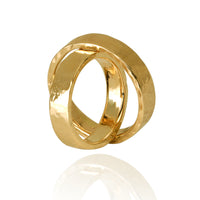 "DOMINO Big" 14K Yellow Gold Wedding Ring Set 