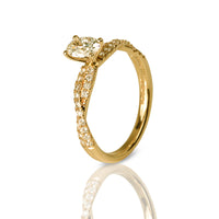 18K Yellow Gold Engagement Ring With Diamonds