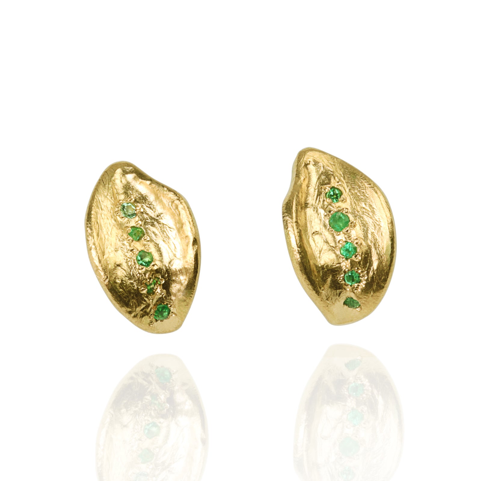 14K Yellow Gold Earrings with Emeralds