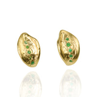 14K Yellow Gold Earrings with Emeralds