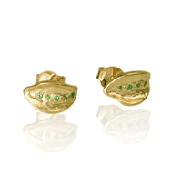 14K Yellow Gold Earrings with Emeralds