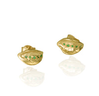 14K Yellow Gold Earrings with Emeralds