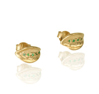 14K Yellow Gold Earrings with Emeralds