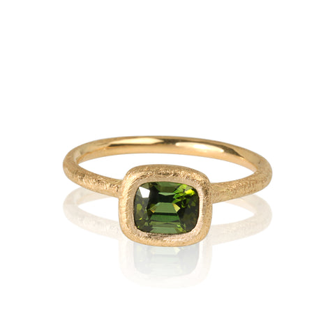 Inel Din Aur Galben 14k Cu Turmalina Verde