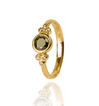 14k Yellow Gold Ring With Black Diamond