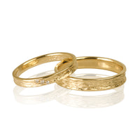 "KAMI" 14K Yellow Gold Wedding Ring Set