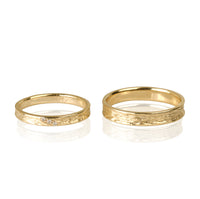 "KAMI" 14K Yellow Gold Wedding Ring Set