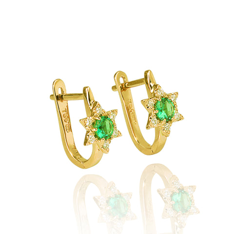 18K Yellow Gold Earrings with Emeralds