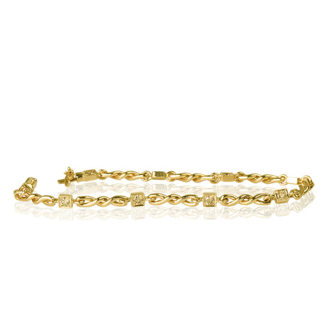 14K Yellow Gold Bracelet with Natural Diamonds