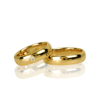 "Daimon" 14K Yellow Gold Wedding Ring Set