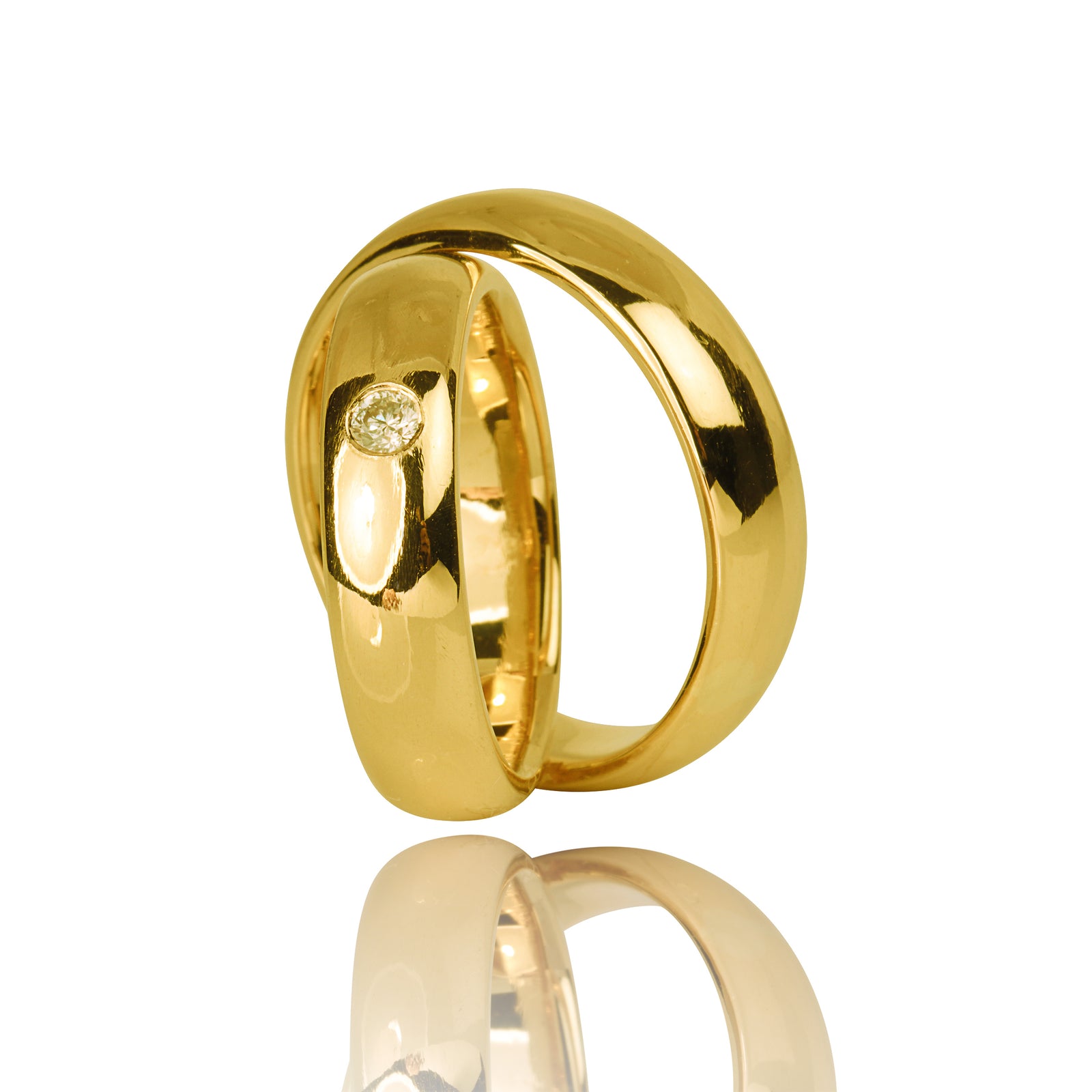 "Daimon" 14K Yellow Gold Wedding Ring Set