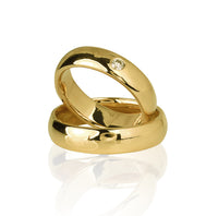 "Daimon" 14K Yellow Gold Wedding Ring Set