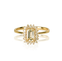 18K Yellow White Diamond Engagement Ring