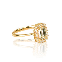 18K Yellow White Diamond Engagement Ring