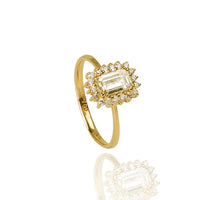 18K Yellow White Diamond Engagement Ring