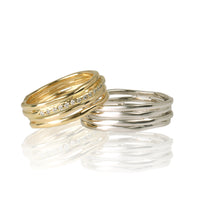 Wedding Ring Set "RUDY" 14K Yellow and White Gold With Diamonds