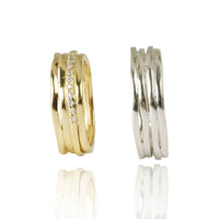 Wedding Ring Set "RUDY" 14K Yellow and White Gold With Diamonds