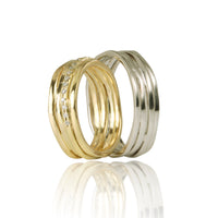 Wedding Ring Set "RUDY" 14K Yellow and White Gold With Diamonds