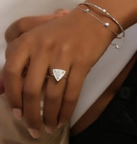 18K White Gold and Triangular Diamond Engagement Ring