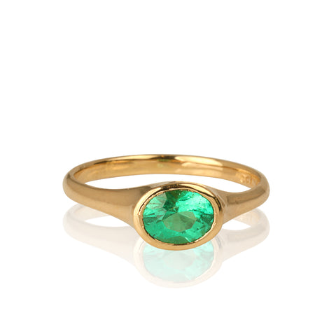 Inel Din Aur Galben 18K cu Smarald