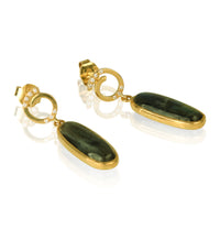 18K Yellow Gold Earrings with Spektolite and diamonds