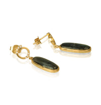 18K Yellow Gold Earrings with Spektolite and diamonds