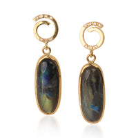 18K Yellow Gold Earrings with Spektolite and diamonds