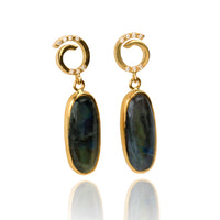18K Yellow Gold Earrings with Spektolite and diamonds