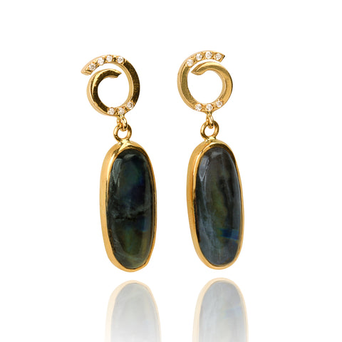 Cercei Din Aur Galben 18K cu Spektolite si diamante