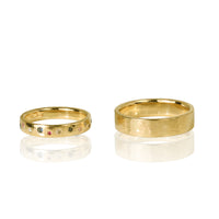 "Colory II" 14K Yellow Gold Wedding Ring Set with Precious Stones