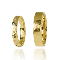 "Colory II" 14K Yellow Gold Wedding Ring Set with Precious Stones