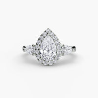 Three-Stone Ring with Halo