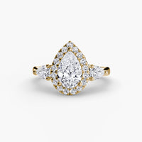 Three-Stone Ring with Halo
