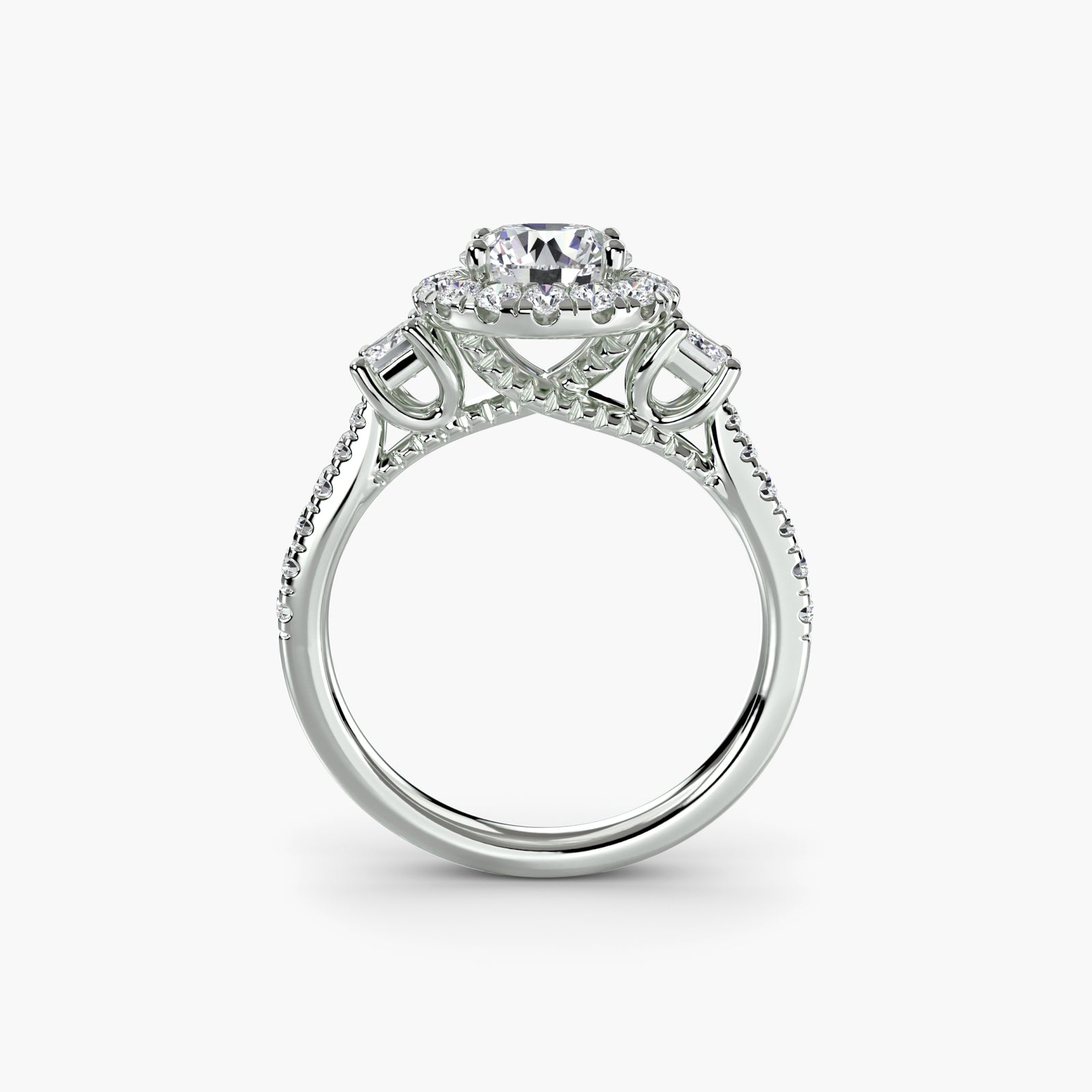 Three-Stone Ring with Halo 2