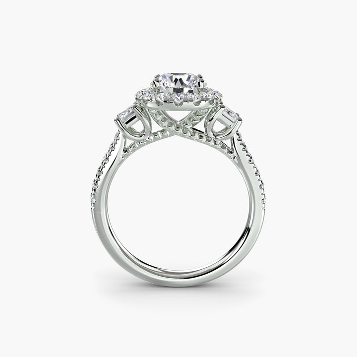 Three-Stone Ring with Halo 2