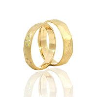 Wedding Ring Set "CROSS" II 14K Yellow Gold With Diamonds
