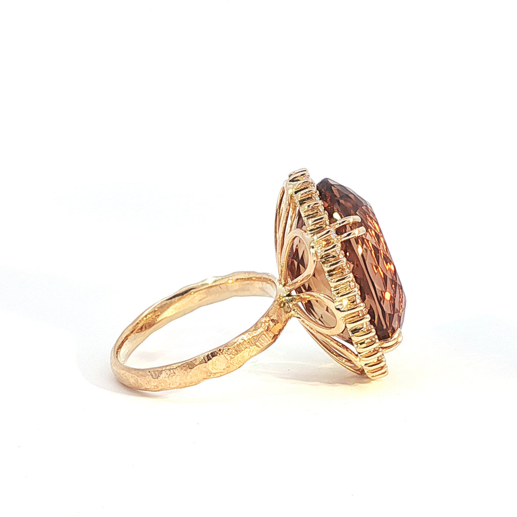 Inel Din Aur Roz 14k Cu Topaz Brown