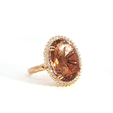Inel Din Aur Roz 14k Cu Topaz Brown