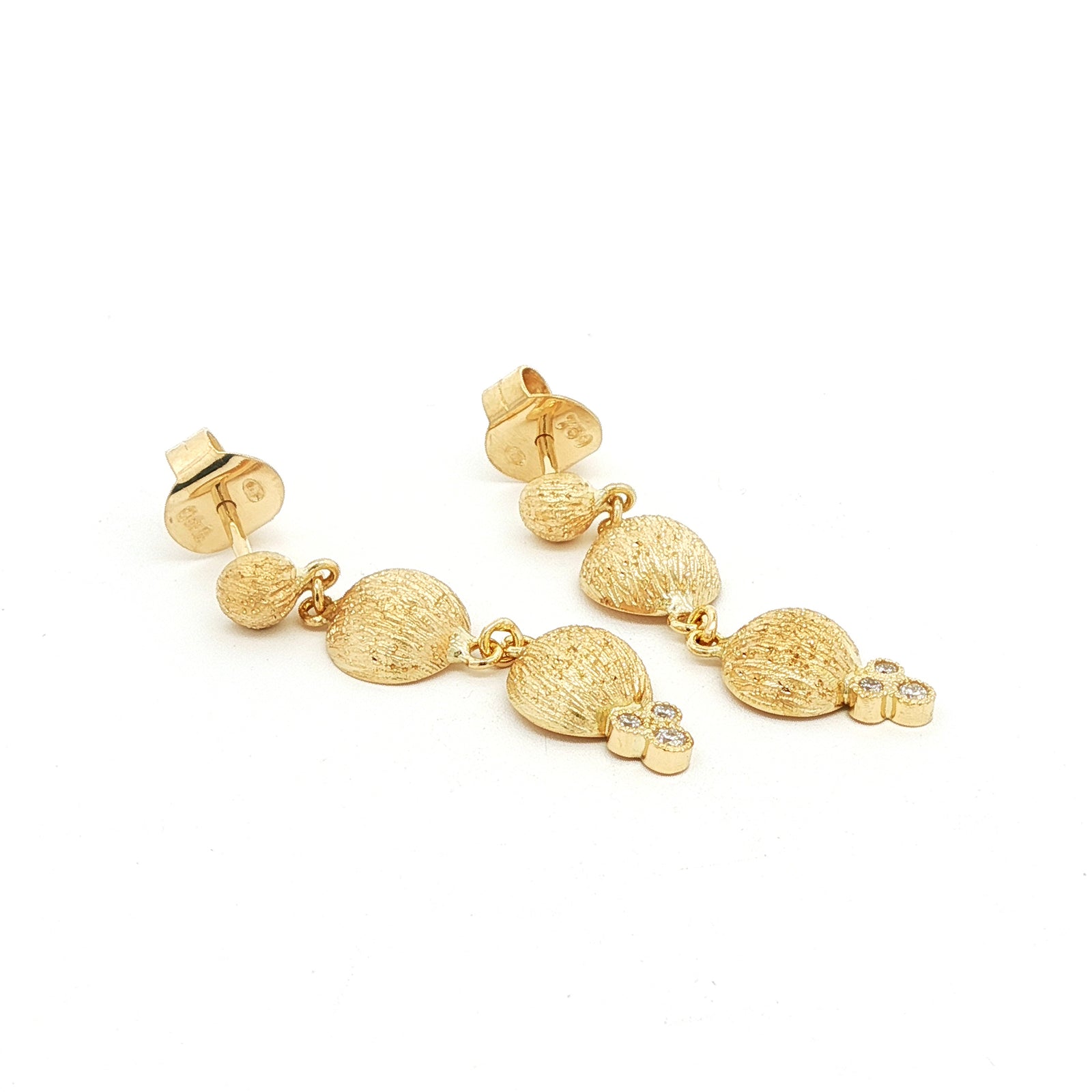 18K Yellow Gold Earrings With Natural Diamonds