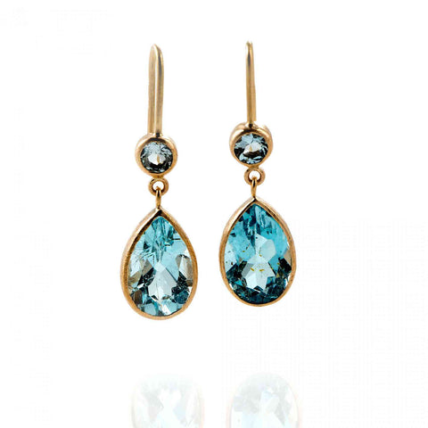 Aquamarine and Topaz 18K Gold Earrings ZJ47852 