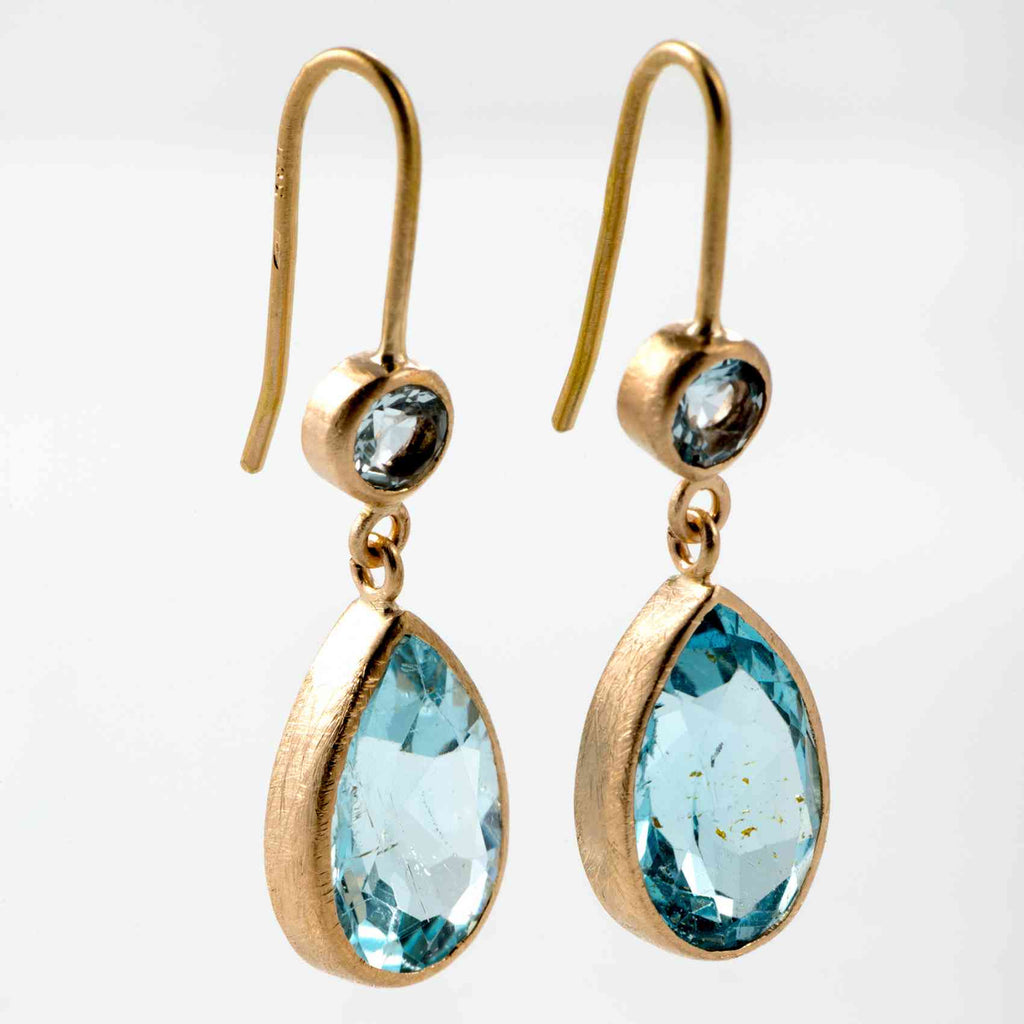 Aquamarine and Topaz 18K Gold Earrings ZJ47852 