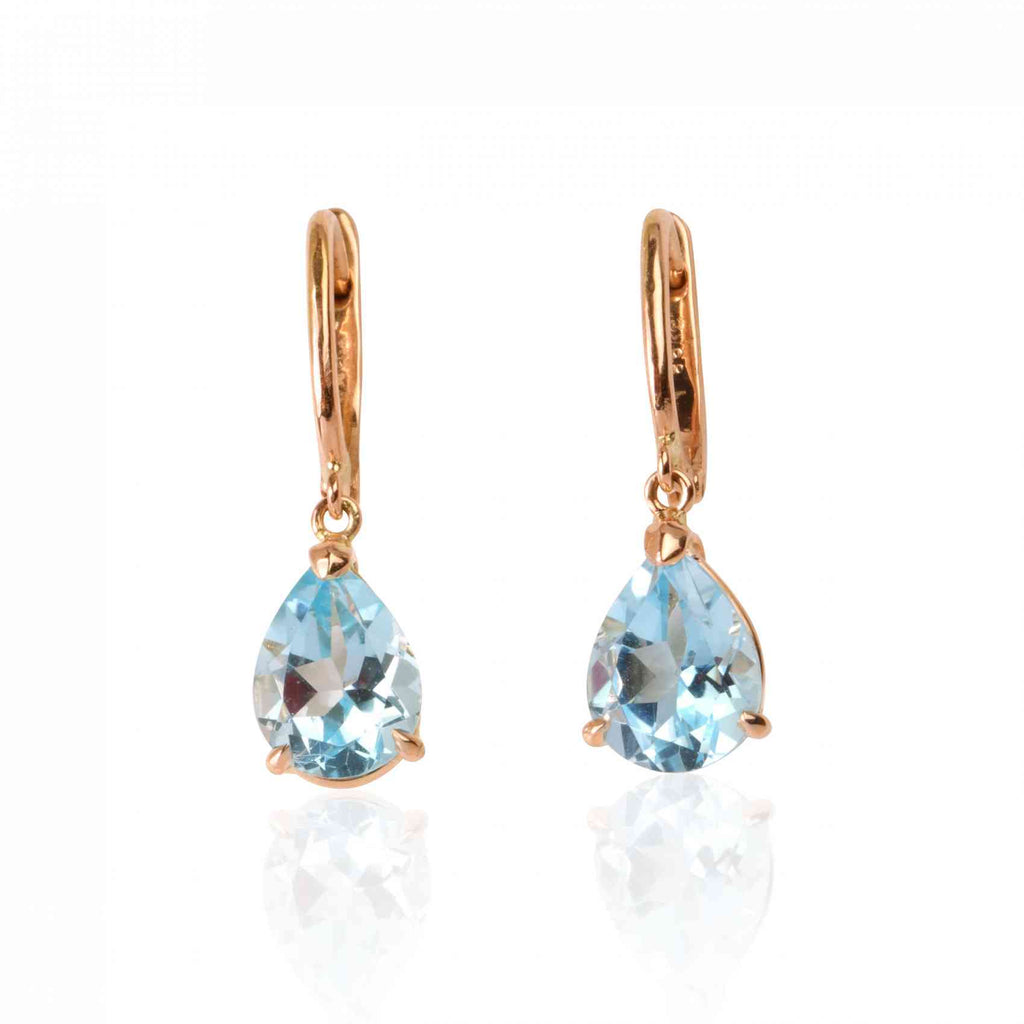 14k Rose Gold Earrings With Topaz 