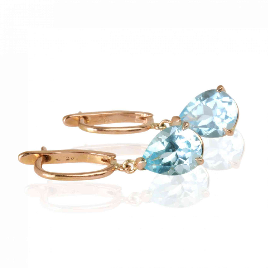 14k Rose Gold Earrings With Topaz 