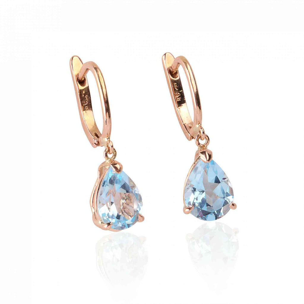 14k Rose Gold Earrings With Topaz 