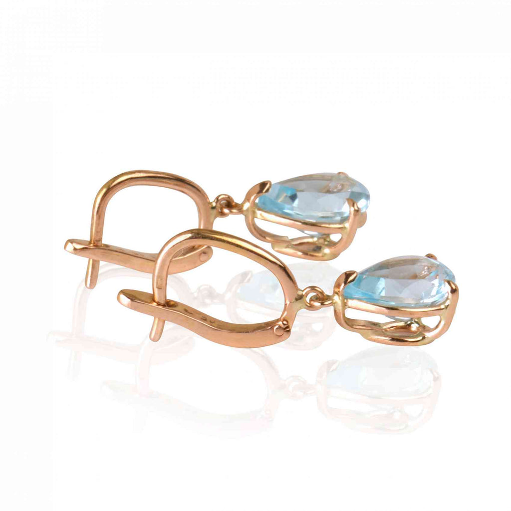 14k Rose Gold Earrings With Topaz 