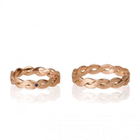 "Auris" 14K Rose Gold Wedding Ring Set 