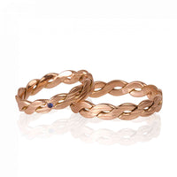 "Auris" 14K Rose Gold Wedding Ring Set 