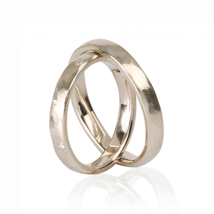 "GALIA" 14K White Gold Wedding Ring Set With Natural Diamonds 